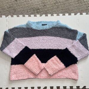 Cropped Pastel Striped Women's Sweater